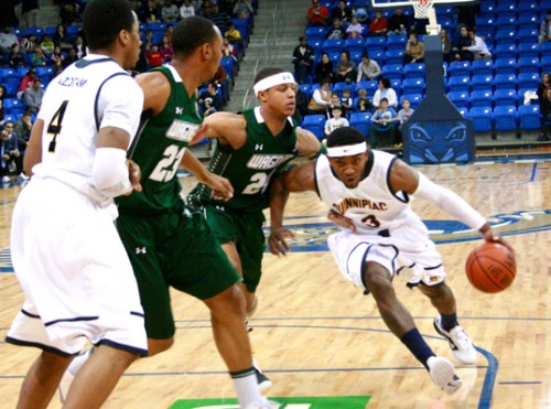 Wagner 51, Quinnipiac 50Quinnipiac's James Johnson drives to the hoop in Saturday's game vs. Wagner.