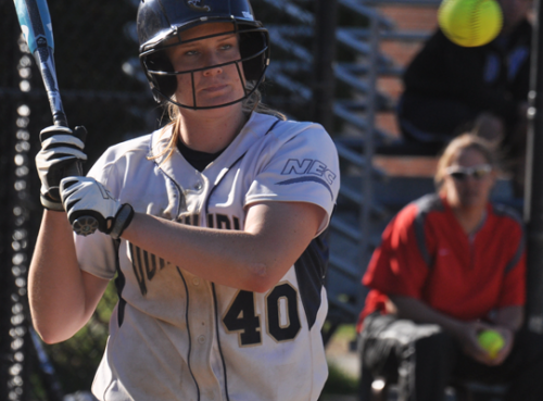 <h3>Quinnipiac 2, Fairfield 0</h3>Quinnipiac's Mina Duffy watches a pitch go by in Wednesday's game vs. Fairfield.
