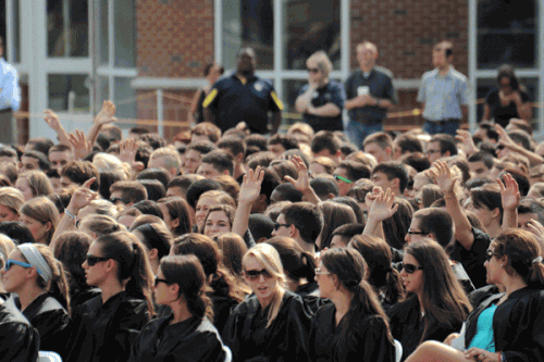The Quinnipiac Class of 2016 gets inducted on the Mount Carmel Campus on Friday, August 24, 2012