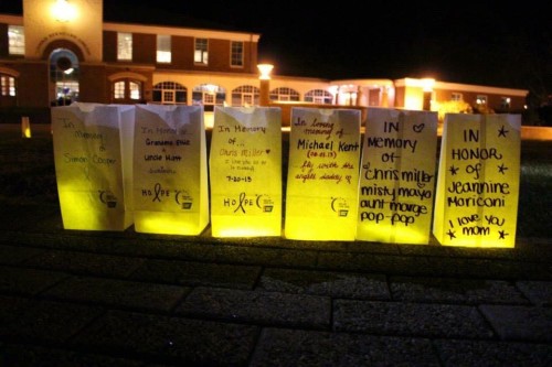 This year’s Quinnipiac’s Relay for Life will take place in September. Participants line the Quad with bags commemorating their loved ones.