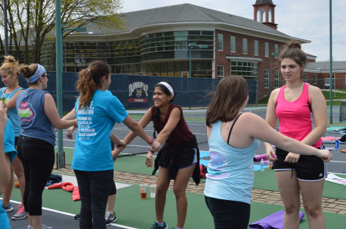 Participants of the T.A.K.E. workshop partnered up and learned self-defense techniques