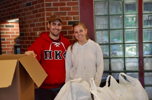 Sophomores Micah Cutler and Halle Conway collected food donations from students on May 3