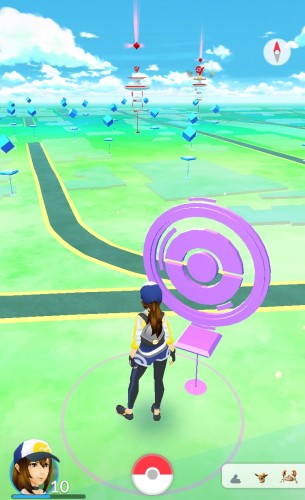 People playing Pokemon Go on their smart phones can visit Pokestops, which are usually located on local monuments or buildings.