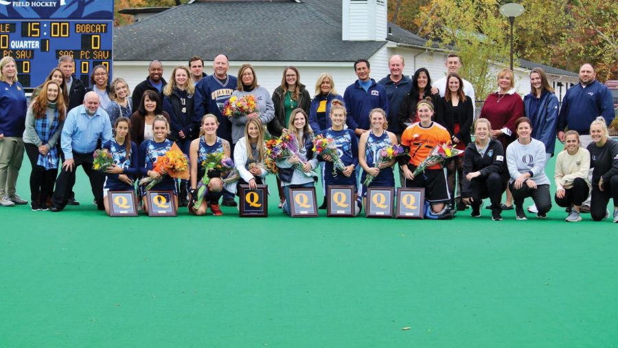 Field hockey celebrates senior day by giving plaques to those who will graduate before its next season.
