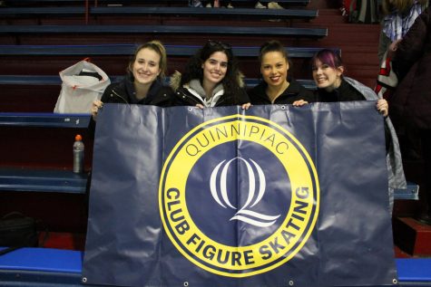 Senior Judy Chicoine (second from the left) is the first president of the club figure skating team.