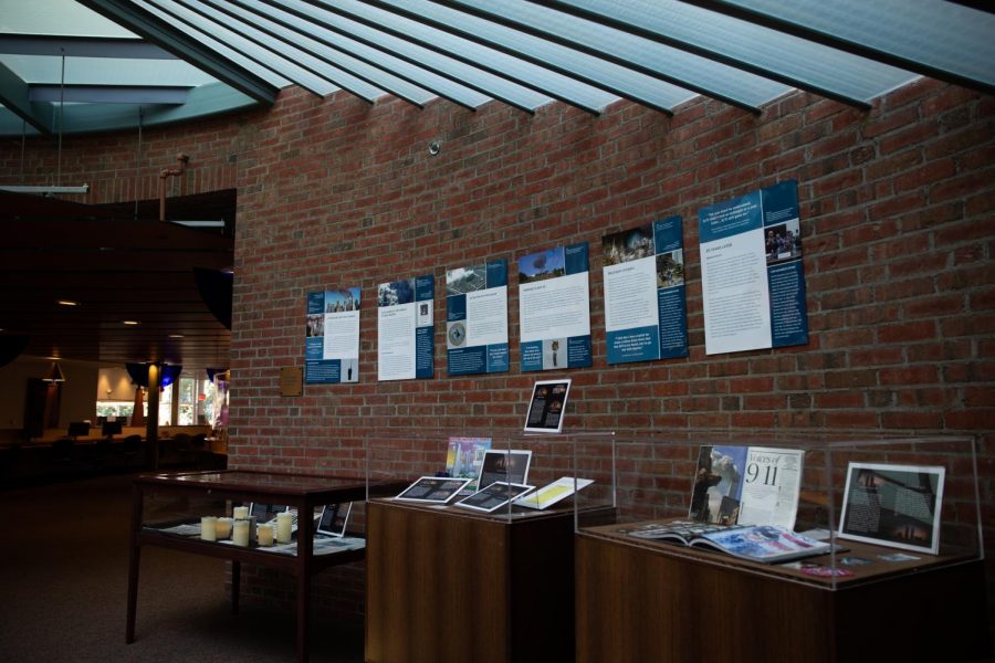 Quinnipiac University's Arnold Bernard Library put up a display about the 9/11 terrorist attacks.
