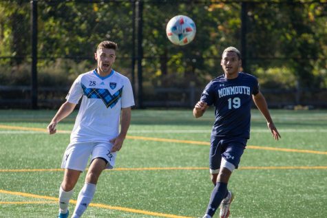 Despite missing two penalty kicks, the Bobcats hung on for a 2-1 win over the Monmouth Hawks thanks to Jason Budhais 88th-minute game-winner. Photo from