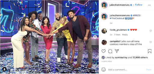 The Cookout was the first all-Black alliance in Big Brother history leading to its first Black winner. Screenshot from Instagram @juliechenmoonves