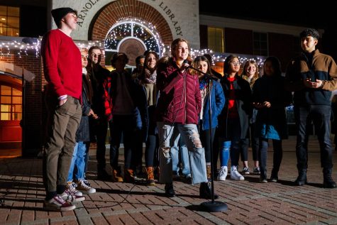 Students gathered to see performances during the Quad lighting event on Dec. 1. Contributed by Autumn Driscoll