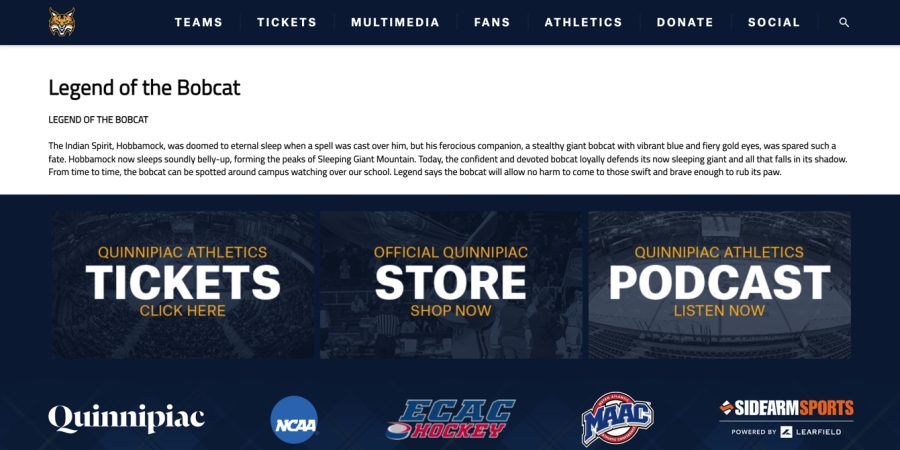 Quinnipiac University took down the Legend of the Bobcat page on its athletic website on Dec. 7, after The Chronicles publication.