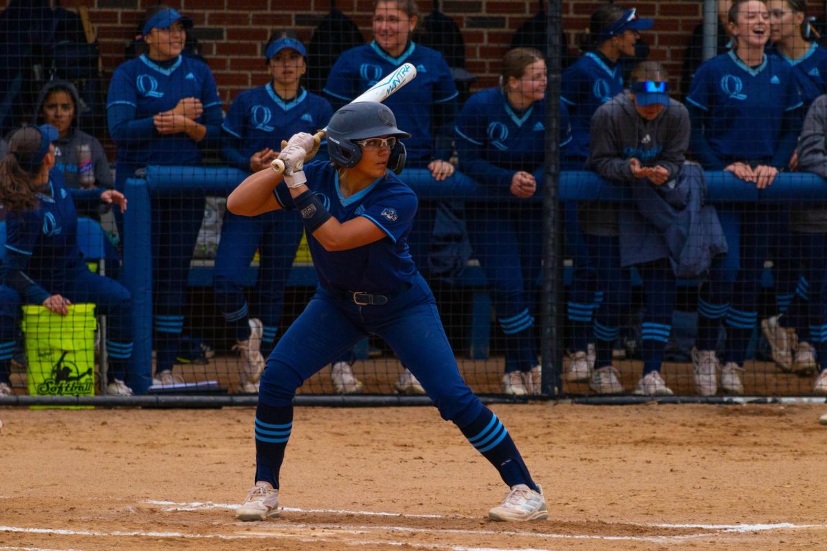 Junior third baseman Ella McGalliard awaits a pitch in a game against Sacred Heart on Wednesday.