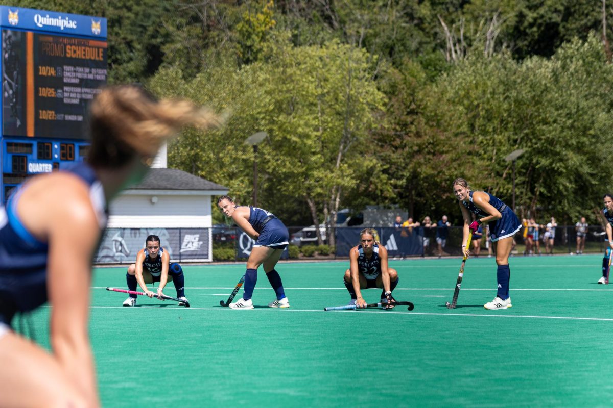 Multiple players line up for a penalty corner in a 2-1 loss v.s. LIU Aug. 30th, 2024.