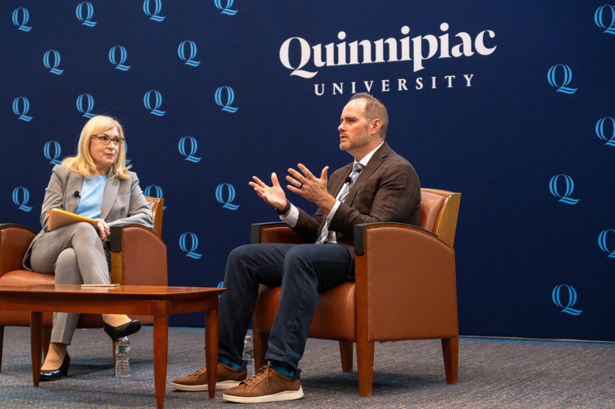 Eric Marrapodi and Mary Snow talking at the Critical Conversations event on Friday, Oct. 18.
