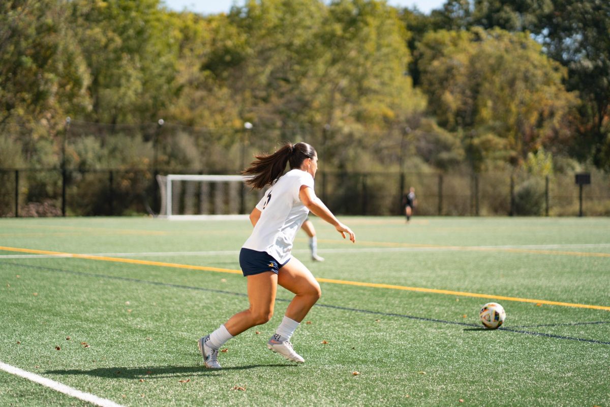 Junior defender Madison Alves chases the ball against Niagara on Oct. 5.