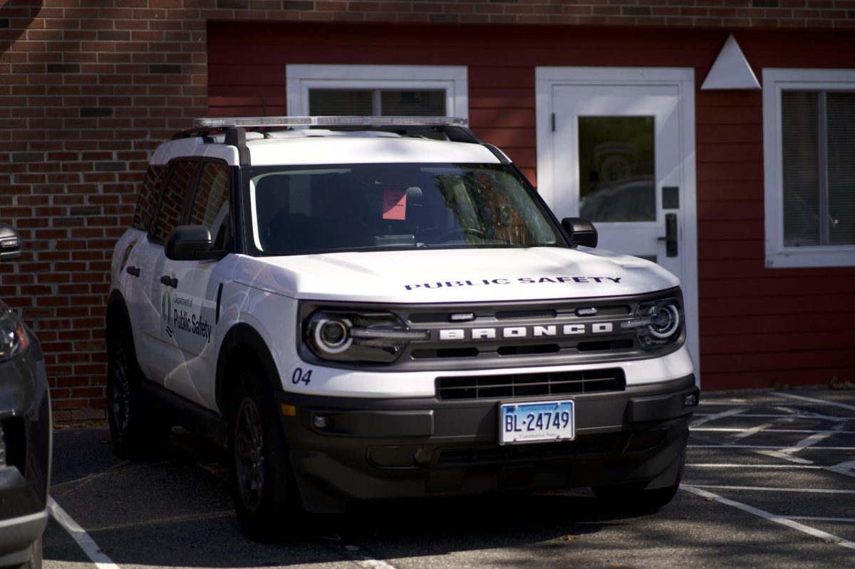 One of the Department of Public Safety’s new Broncos is parked outside Public Safety’s office with the sign “out of service.”
