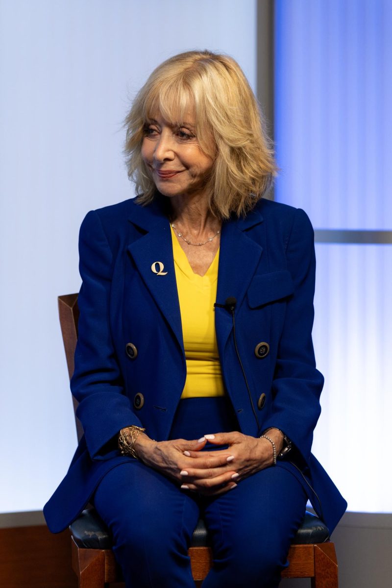 Quinnipiac University President Judy Olian was hit by a pickup truck while visiting Arizona.