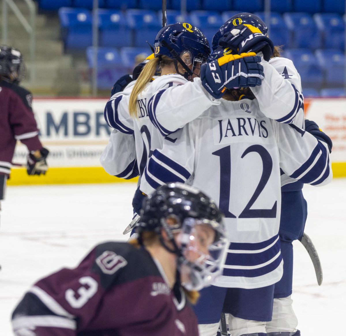 Junior forward Emerson Jarvis celebrates after scoring against Union on Dec. 1, 2023.