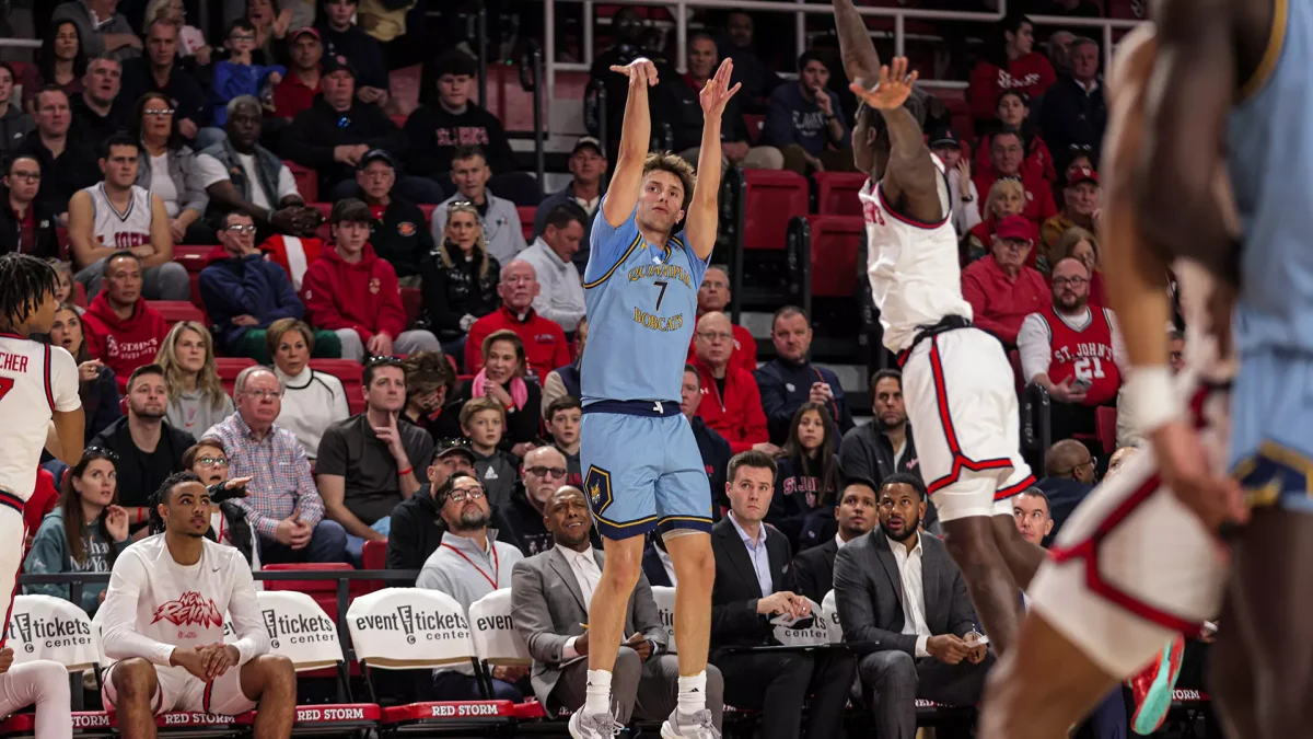 Junior guard Ryan Mabrey shoots a three-pointer in a 96-73 loss against St. John's on Nov. 9.