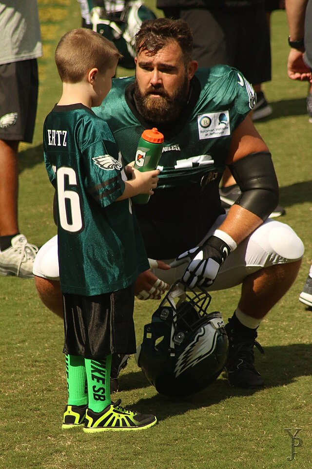 Jason Kelce stands up for his brother's relationship at a Pennsylvania State University football game on Nov. 2.