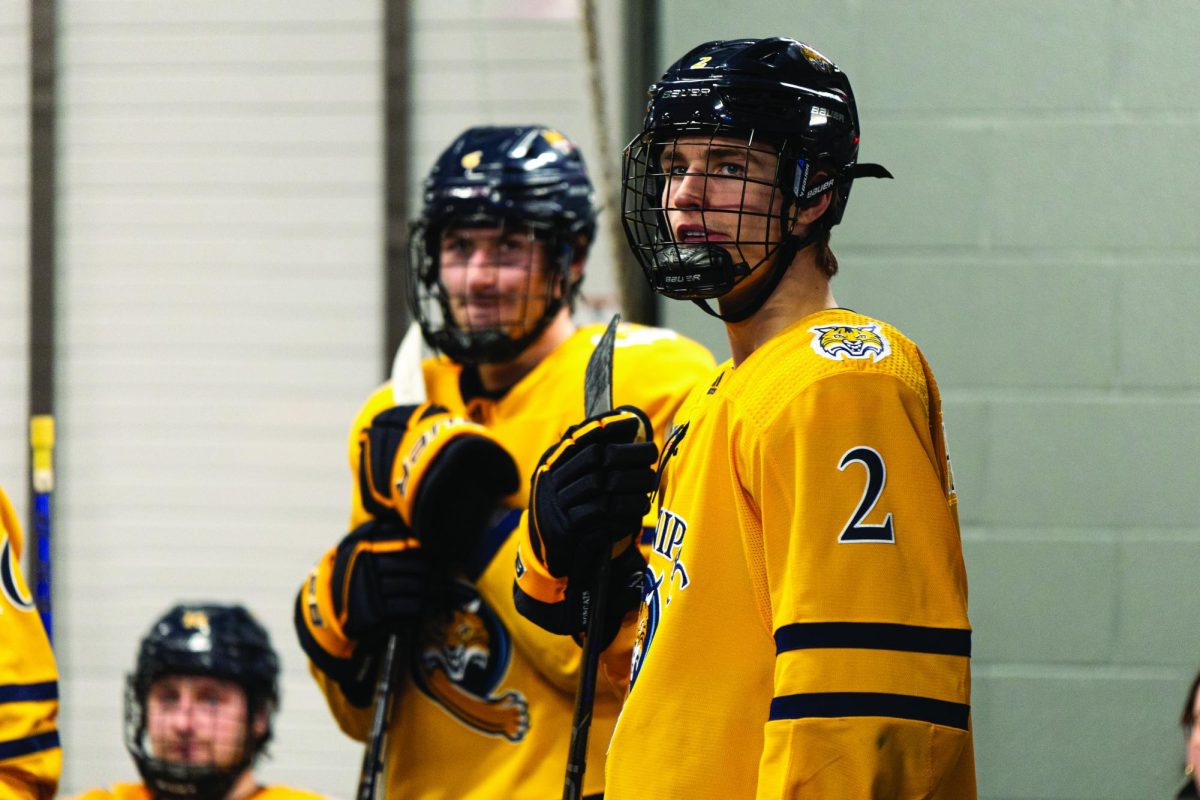 Freshman defenseman Drew Hockley before Quinnipiac's bout with UConn in the CT Ice semifinals on Jan. 24.