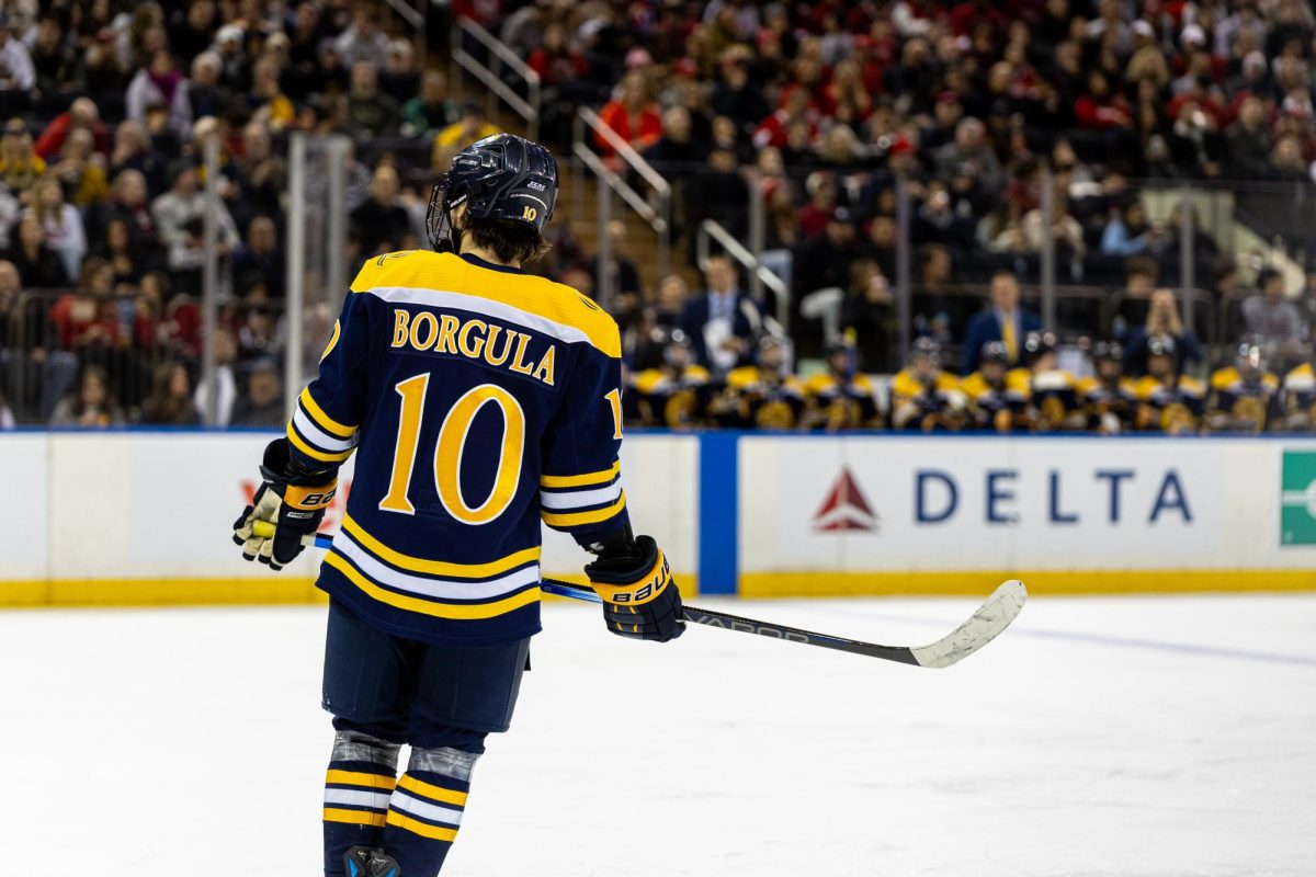 Freshman forward Tyler Borgula skating during The Frozen Apple against Cornell on Nov. 30, 2024.