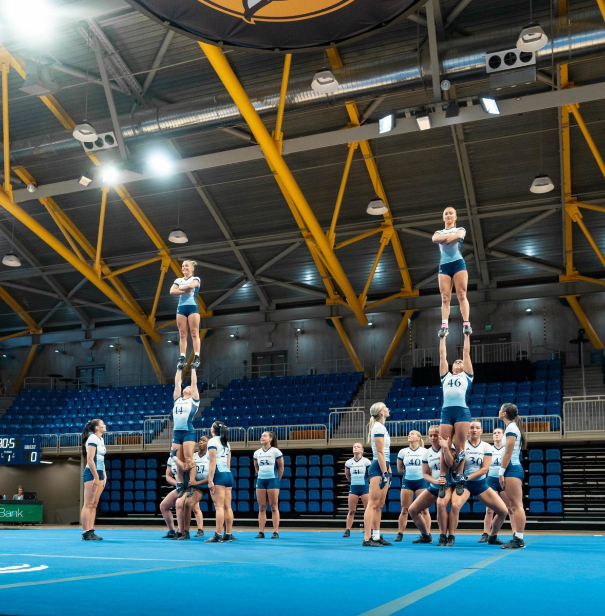 Quinnipiac acrobatics and tumbling stunting on Feb. 25, 2024 against LIU.