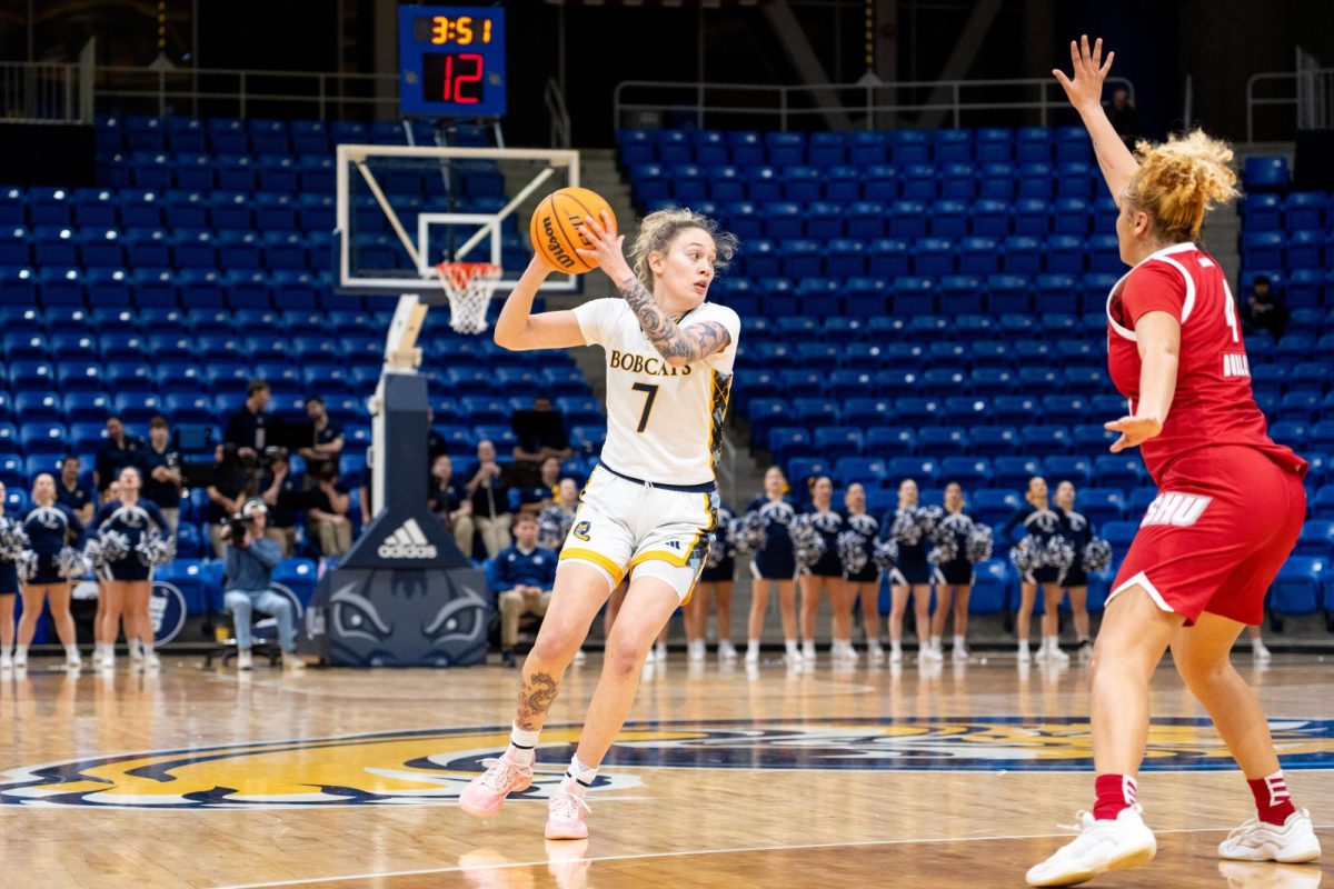 Graduate student Caranda Perea in a game against SHU on Feb. 13.