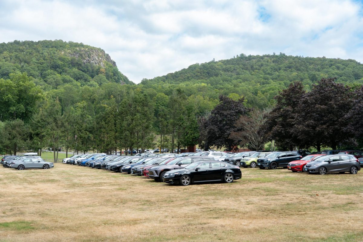 Cars parked on the grass near the Harwood Lot created almost four rows on Monday, Aug. 25.

