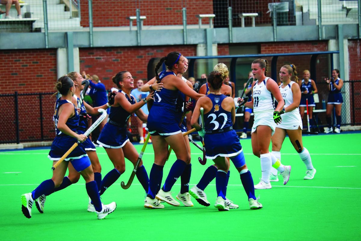 Quinnipiac celebrates against New Hampshire on Sept. 6, 2024.