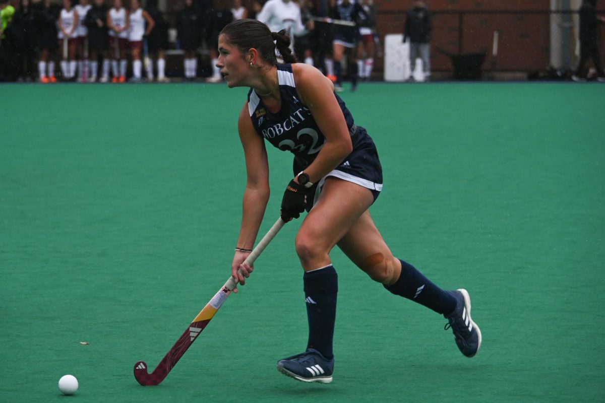 Sophomore midfielder Jule Hoefer moves the ball down field against Lafayette on Oct. 12.