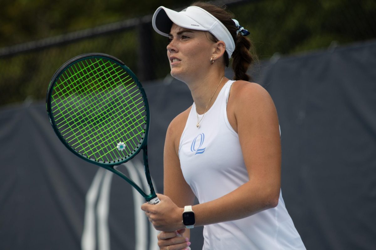 Junior Caitlin Flower stands ready to take on UConn on Sept. 6 in Hamden.