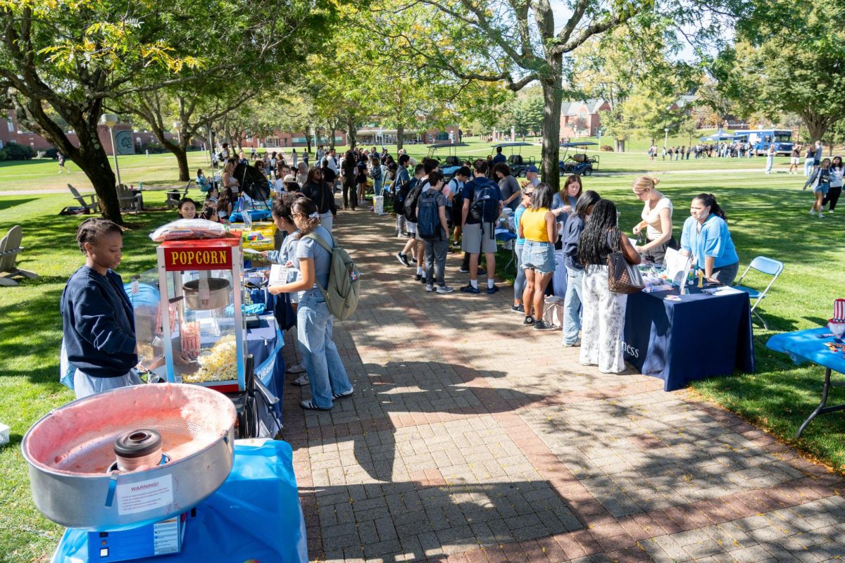 Students gather on the quad during Common Hour for the Jordan Porco Foundation Fresh Check Day to raise awareness for mental health. 